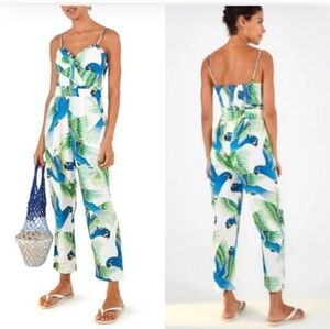 FARM Rio ARARAS PARROT PRINT LINEN JUMPSUIT SZ XS8